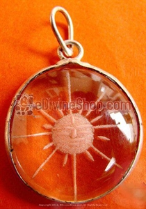Picture of Surya Sun Hand Carved Crystal Pendant Silver