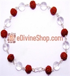 Picture of Rudraksha and Quartz Crystal Combination Silver Bracelet