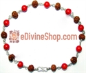 Picture of Rudraksha and Coral Combination Bracelet in silver