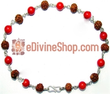 Picture of Rudraksha and Coral Combination Bracelet in Silver