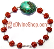 Picture of Rudraksha Turquoise (Firoza) Tumble of Very High Quality Bracelet in Silver