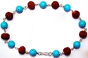 Picture of Rudraksha Turquoise (Firoza) beads combination bracelet in silver