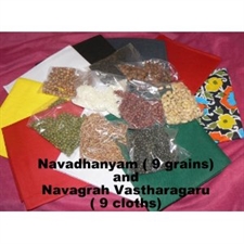 Picture of 9 cloths & grains for Navagraha Homam & Pooja Hinduism