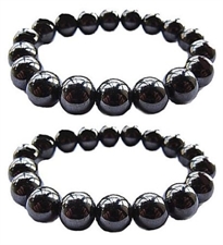 Picture of Set Of 2 Magnetic Hematite Therapy Bracelets Lg 12mm / Pain Relief