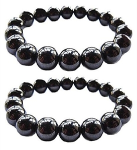 Picture of Set Of 2 Magnetic Hematite Therapy Bracelets Lg 12mm / Pain Relief