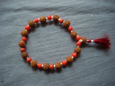 Picture of Yoga Hand Mala, Rudraksha Coral Beads Bracelet Prayer Meditation Jewelry Gift Idea