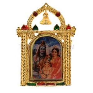 Picture of Photo Frame with Bell - Shiva Parvati Ganesh (Small)