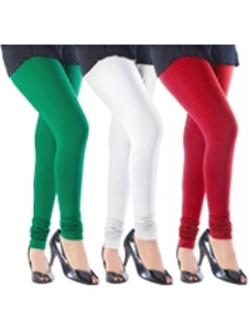 Picture of Ruby Brand Cotton Stretch Leggings Pack of 3 Green White Red
