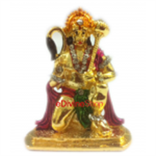 Picture of Gold Plated Hindu God Idol of Bajrang Bali Amarican Diomand 5cm X 4cm