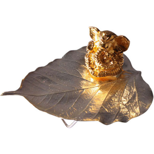 Picture of SILVER PLATED PEEPAL LEAF WITH GOLD GANESHA