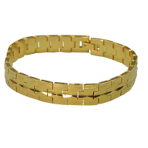 Picture of ALPHAMAN Thick Golden Bracelet with closely linked plates having a clasp