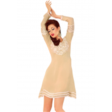 Picture of Georgette Embroidered Fabdeal Kurti Cream FB-0118