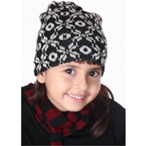 Picture of Acrylic Kids Cap Jacquard Black and White