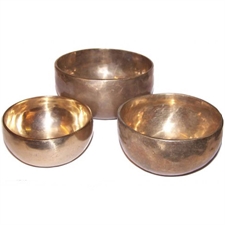 Picture of Set Of 3 Handmade Brass Singing Bowls ~ Largest 170mm