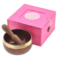 Picture of Tibetan Singing Bowl Gift Set, Crown Chakra, Pink 