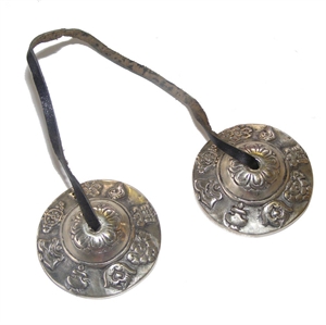 Picture of Tibetan Buddhist 8 Auspicious Signs Tingsha ( Prayer Bells) - Small - Fair Trade