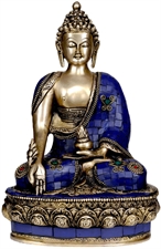 Picture of Lapis Healing Buddha - Brass Statue with Inlay