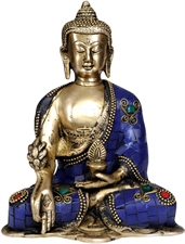 Picture of The Medicine Buddha (Inlay Statue) - Brass Statue with Inlay
