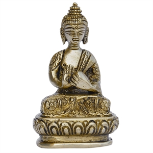 Picture of Buddhist Statues Buddha Brass Metal Sculpture India Gift: 4.45 x 7.62 x 3.18 Cms