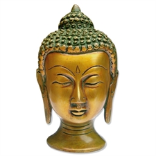 Picture of Antique Look Buddha Face Painted Brass Statue 