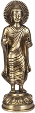 Picture of Lord Buddha Standing on Lotus Seat - Brass Statue 