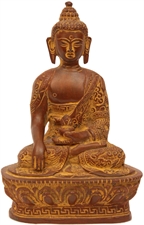Picture of Lord Buddha in Bhumisparsha Mudra - Brass Statue 