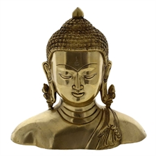 Picture of Sculpture Decor Buddhism Statue Buddha Head Brass Metal Art 16.51 cm