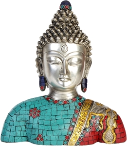 Picture of Lord Buddha Bust (Inlay Statue) - Brass Statue with Inlay