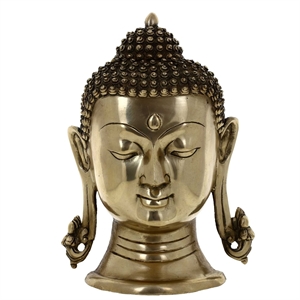 Picture of Wall Hanging Buddha Head Statue Art Decor Brass Metal Buddhist Gifts 27.94 cm