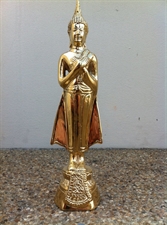 Picture of Buddha statue hand cast from Brass - Handmade - 23cm tall - Standing Thai Buddha