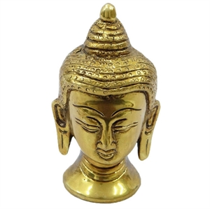Picture of Brass Lord Buddha Head Sculpture Antique Carved Metal Figurine Spiritual Art