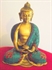 Picture of Beautiful Brass Buddha From India with Gemstone Inlaid Robe. Height 15cm by 12cm wide; Weight 1.145 kilos. This Buddha is showing the "Gesture of Meditation" Mudra with Rice Bowl - sold by Spiritual Gifts. Usually dispathced within 2 working days