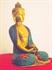 Picture of Beautiful Brass Buddha From India with Gemstone Inlaid Robe. Height 15cm by 12cm wide; Weight 1.145 kilos. This Buddha is showing the "Gesture of Meditation" Mudra with Rice Bowl - sold by Spiritual Gifts. Usually dispathced within 2 working days