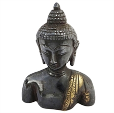 Picture of Decorative Black Lord Buddha Sculpture Hand Craved Brass Metal Figurine Home DÃ©cor Art India