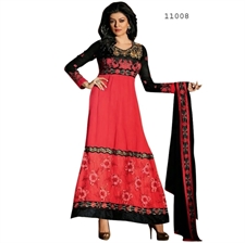 Picture of Sushmita Sen Black & Pink Embroidered Anarkali Salwar Suit Sus11008