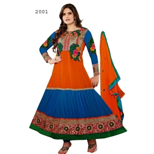 Picture of Zarine Khan Orange Anarkali Salwar Suits Zar2001