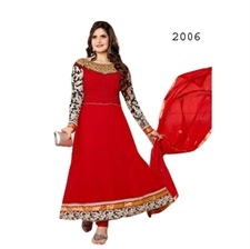 Picture of Bollywood Actress Zarine Khan Red Anarkali Salwar Suits Zar2006