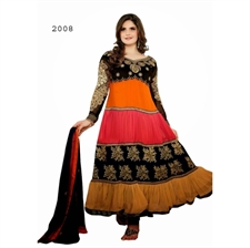 Picture of Orange Anarkali Salwar Suits Wear By Zarine Khan Zar2008