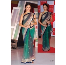 Picture of DEEPIKA PADUKONE NET EMBROIDERED GREEN BOLLYWOOD STYLE SAREE BWR110