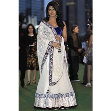 Picture of Priyanka Chopra Look Like Angel in White and Blue Lehenga Saree BWR116