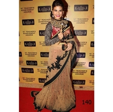 Picture of Jacqueline Fernandez Beige Designer Net Sari BWR140