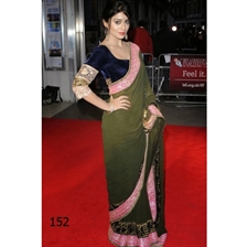 Picture of South Actress Shriya Saran With Green Sari BWR152