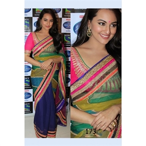 Picture of Sonakshi Sinha in Multi Color Designer Net Sari BWR173