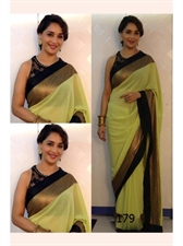 Picture of Madhuri Dixit Olive Green Sari With Black Blouse BWR179